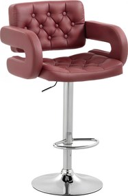 HOMCOM Scaun de Bar cu Înălțime Reglabilă, Scaun de Bucătărie Înalt din PU cu Spătar, Suport pentru Picioare, Cotiere și Șezut Confortabil, Structură Metalică, Rotativ la 360°, pentru Insulă, Roșu Vin | Aosom Romania