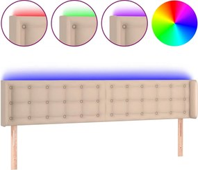 vidaXL Tăblie de pat cu LED cappuccino 183x16x78/88 cm piele ecologică