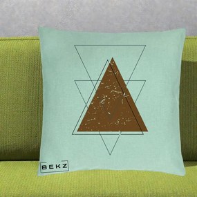 Perna Decorativa Geometric Triunghiuri Sacred, 40x40 cm, Verde Menta, Husa Detasabila, Perna Inclusa, BEKZ®