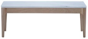 Masuta de cafea, natur, din lemn de stejar si marmura, 90 cm,aspect rustic, Ernest