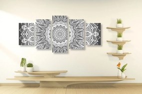 Tablou 5-piese Mandala armonie în design alb-negru