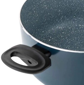 Oala cu capac din sticla Luigi Ferrero Prima FR-2245D, 22x13 cm, 4.5 l, Acoperire antiaderenta cu efect de marmura, Inductie, Albastru