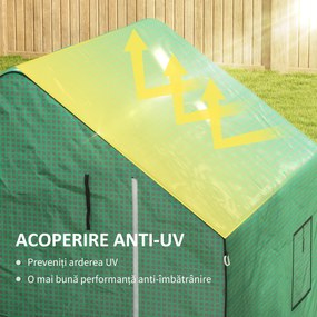 Outsunny Husa de Rezerva PE pentru Sera Calda 140x143x190cm cu Usa Rulabila Ferestre Plasa Verde | Aosom Romania