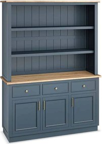 Bibliotecă lemn masiv natur Richmond Albastru/, 140 × 45 × 190 cm