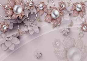 Fototapet 3D, Flori cu perle uriase pe un fundal mov Art.05105