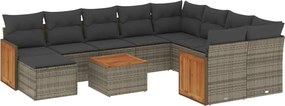 vidaXL Set canapele de grădină cu perne, 11 piese, gri, poliratan