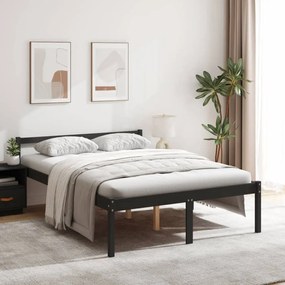 810613 vidaXL Pat pentru seniori, negru, 120x200 cm, lemn masiv de pin