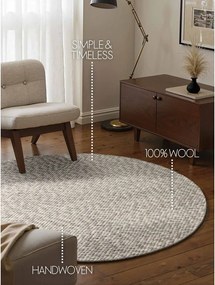 Covor gri deschis/crem țesut manual rotund din lână ø 160 cm Lyon Beans – Elle Decoration