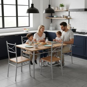 Casaria Set de mese de dining PAUL, 5 bucăți, maro natural