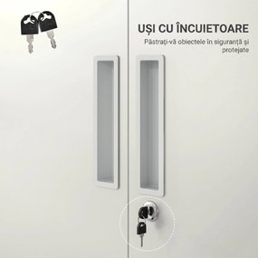 HOMCOM Dulap de Depozitare pentru Birou cu 5 Niveluri, Dulap Metalic cu 2 Uși și 4 Rafturi Reglabile, 80x40x180 cm, Alb
