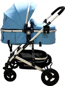 Carucior nou nascuti 3 in 1 Baby Care™ PRO 531 , Cadru Aluminiu, Amortizoare, Roti din cauciuc plin AVE, Landou, Scoica auto, Spatar reglabil 3