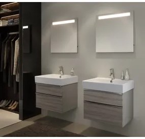 Mobilier suspendat Opoczno, Metropolitan, pentru lavoar, cu doua sertare, 70 cm, front stejar + lateral cenusiu