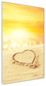 Fotografie imprimată pe sticlă Inima pe plajă