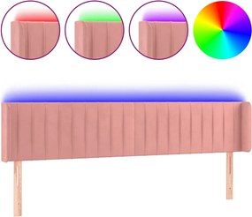 vidaXL Tăblie de pat cu LED, roz, 163x16x78/88 cm, catifea