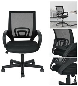 Scaun de birou rotativ cu cotiere-negru