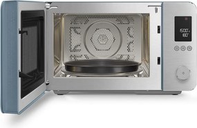Cuptor cu microunde combinat cu aer cald SMEG Collezione MOC02SBMEU, 900 W, 27 l, 25 de programe, închidere lentă, setări personalizate, albastru