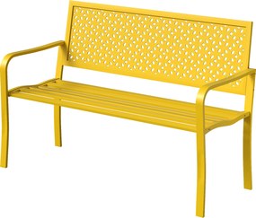 Outsunny Bancă de grădină 2 locuri metalică rezistentă la intemperii Bancă pentru exterior cu spătar rezistent la rugină, geometrică până la 240 kg | Aosom Romania