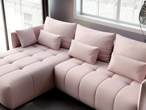 Colțar extensibil dumonde cu ladă de depozitare si sezut confortabil din spuma high-density, Malta Enjoy Flamingo 235x185 cm