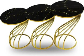 Set măsuță de cafea Homs – 3 bucăți – Negru &amp; Gold