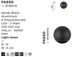 Aplica exterior cu iluminat jos LED IP65 PASSO negru