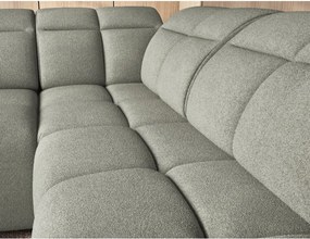 Colțar verde prăfuit extensibil/cu spațiu de depozitare cu tapițerie din țesătură bouclé (cu colț pe partea dreaptă/în formă de ”L”) Falconn – ELTAP