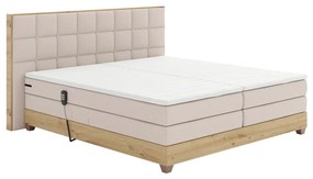 Pat electric reglabil, boxspring, bej/stejar artizanal, 160x200, TIANA