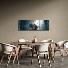 Tablou cu elefant în djunglă (cu ceas) (90x30 cm)