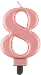 Numere Metallic Lumânare de tort Rose Gold numărul 8