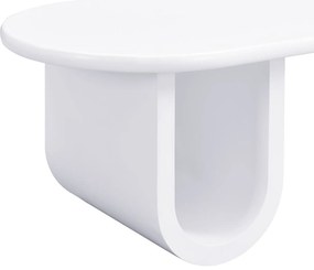 Masă de cafea ovală cu picioare în formă de U, 98,5x53,5x42 cm, Alb