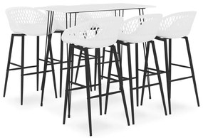 vidaXL Set mobilier de bar, 7 piese, alb