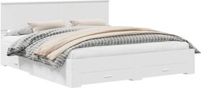 vidaXL Cadru de pat cu headboard Alb 200 x 200 cm Lemn compozit