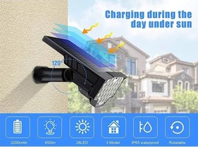 Lampă solară LED Viking, 1 W, 3,7 V, IP65, 6000 K, 2200 mAh