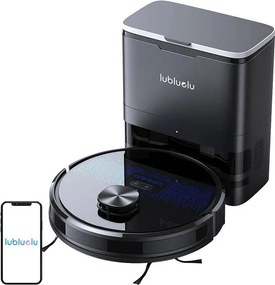 La mâna a doua: Robot aspirator cu statie de golire Lubluelu SL60 Plus, 42W, Mop, LiDAR, Wi-Fi, Alexa, Autonomie 120 min., 2600 mAh, Negru