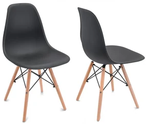 Scaun de sufragerie negru, stil scandinav Classic