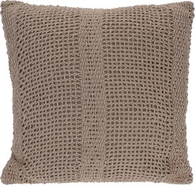 Perna decorativa tricotata, 45x45 cm, cu fermoar, bumbac, bej