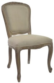 Scaun de dining shabby chic din lemn de cauciuc și in, „Valbonne”