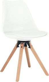 Scaun ETOSA, alb/fag, piele ecologica/plastic/lemn, 48x58x83 cm