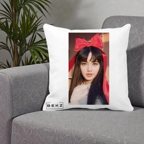 Perna Personalizata K-pop BLACKPINK Rose cu Funda Rosie, 40x40 cm, Alba Mata, Husa Detasabila, Perna Inclusa, BEKZ®