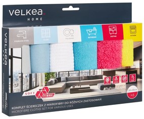 Set 6 lavete universale, microfibra, 30 x 30 cm, Velkea