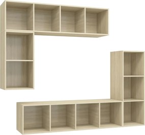 vidaXL Set dulap TV, 4 piese, stejar sonoma, lemn prelucrat