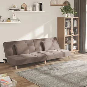 337425 vidaXL Canapea cu 2 locuri, cu 2 perne, gri taupe, material textil