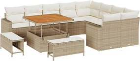 vidaXL Set de canapele pentru grădină 13 pcs Bej și crem poliratan
