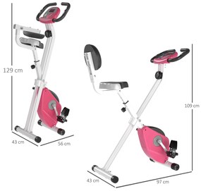 HOMCOM Bicicletă Fitness Pliabilă cu 5 Poziții, Rezistență Magnetică 8 Nivele, Antrenament Acasă, 43x97x109cm, Gri și Negru | Aosom Romania