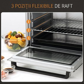 HOMCOM Mini Cuptor Electric 32L – Temperatură Reglabilă, Cronometru, 3 Moduri de Gătit | Aosom Romania
