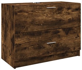 848119 vidaXL Dulap de chiuvetă, stejar afumat, 78x37x59 cm, lemn prelucrat