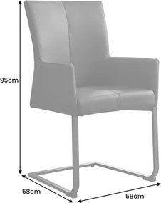 Scaun cu brate, Metal, Piele Naturala, Gri Taupe, SAMSON A-45175 VC