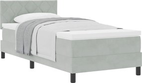 vidaXL Pat cu arcuri cu saltea Gri deschis 90 x 190 cm Catifea