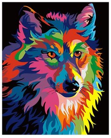 Pictura pe numere cu un cadru "Lup colorat" 50x40 cm