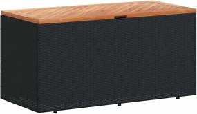 vidaXL Ladă depozitare grădină negru 110x50x54cm lemn acacia/poliratan