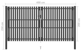 Poarta de gard gradina, antracit, 4 x 2,5 m, otel 4 x 2.5 m